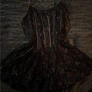 Kimchi Blue Black Floral Lace Mini romper